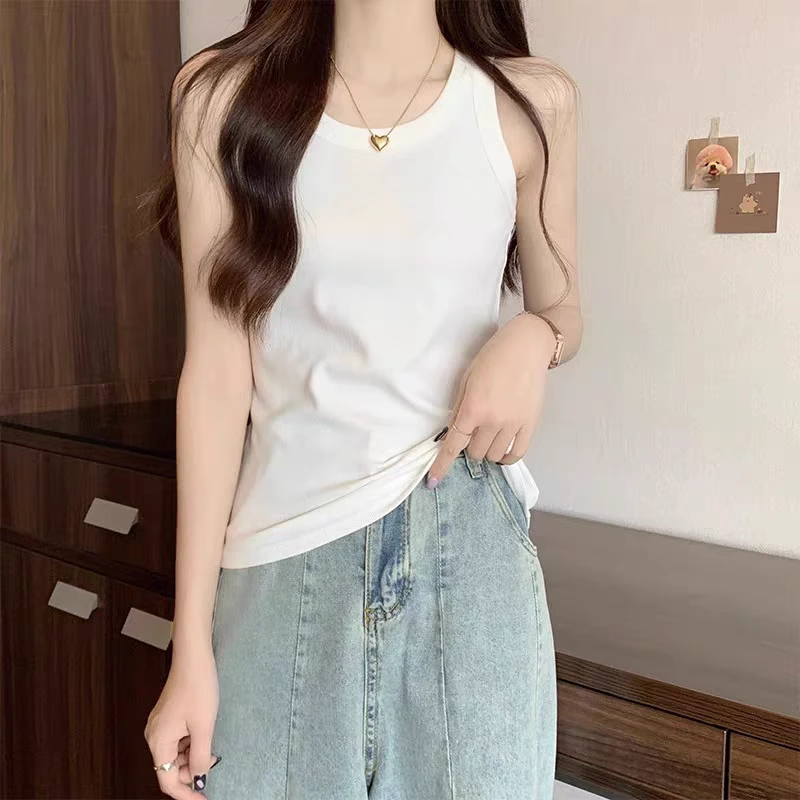 通勤u型冰丝螺纹吊带背心女新款防走光内搭外穿上衣高档洋气