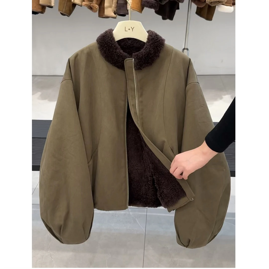 2025冬季新款酷飒风高级感爆款工装派克服女百搭气质小众毛毛外套