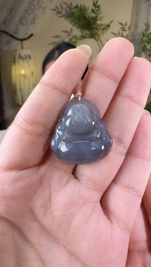 和田玉未镶嵌颈饰28烟紫佛公