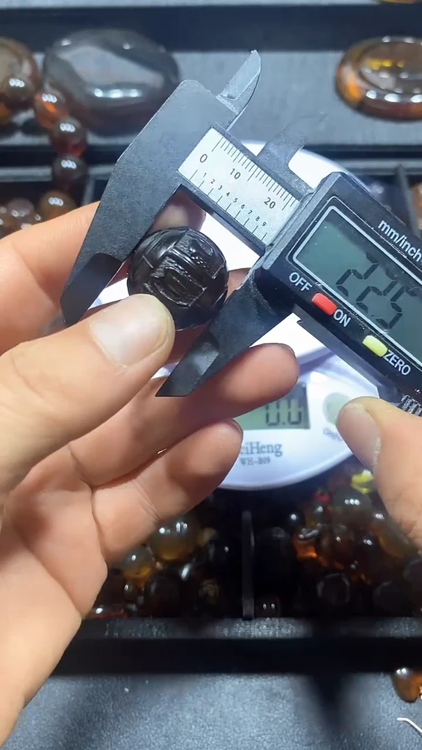 琥珀颈饰未镶嵌天然缅甸琥珀单珠22+