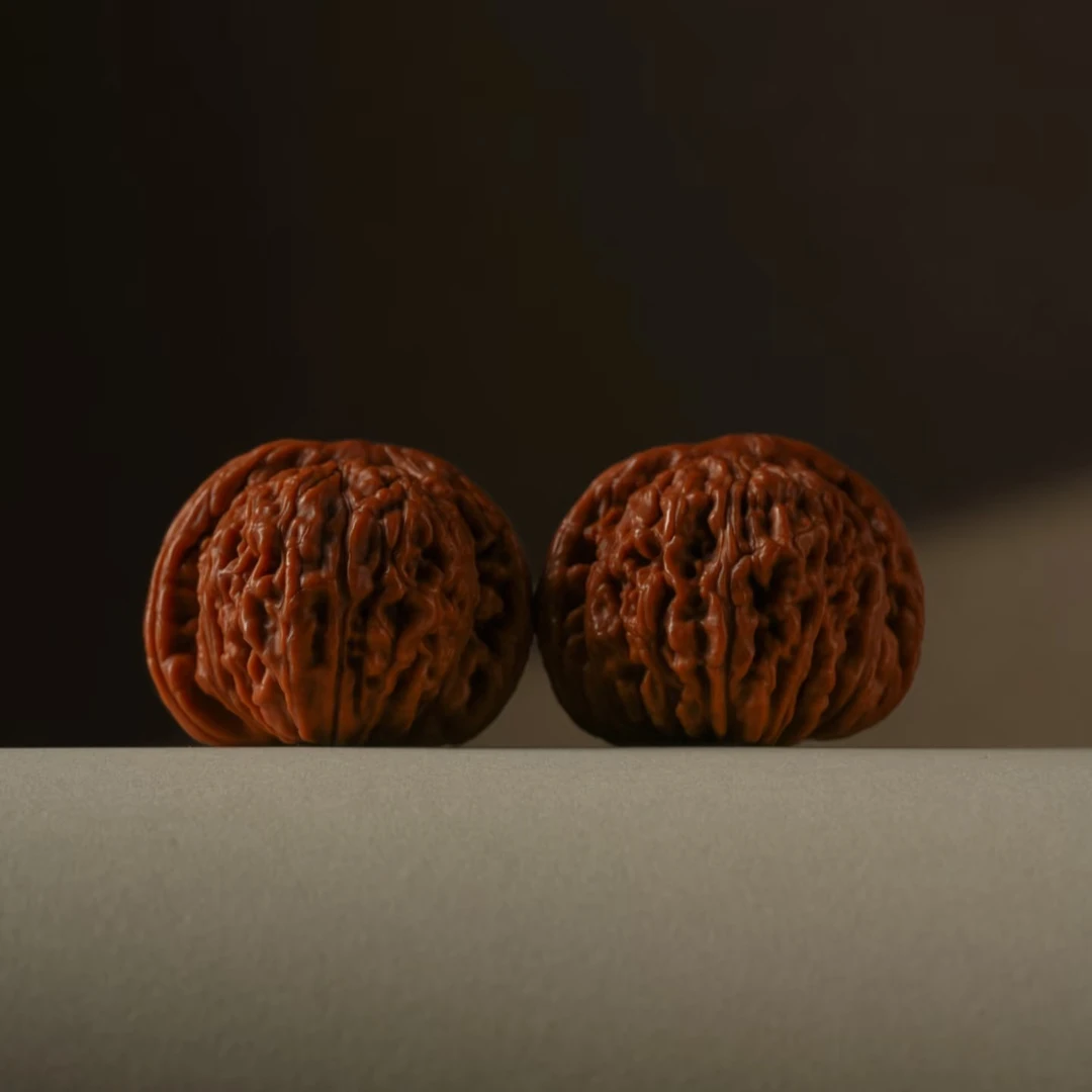 文玩核桃狮子头四座楼苹果园麒麟纹官帽把玩手把件