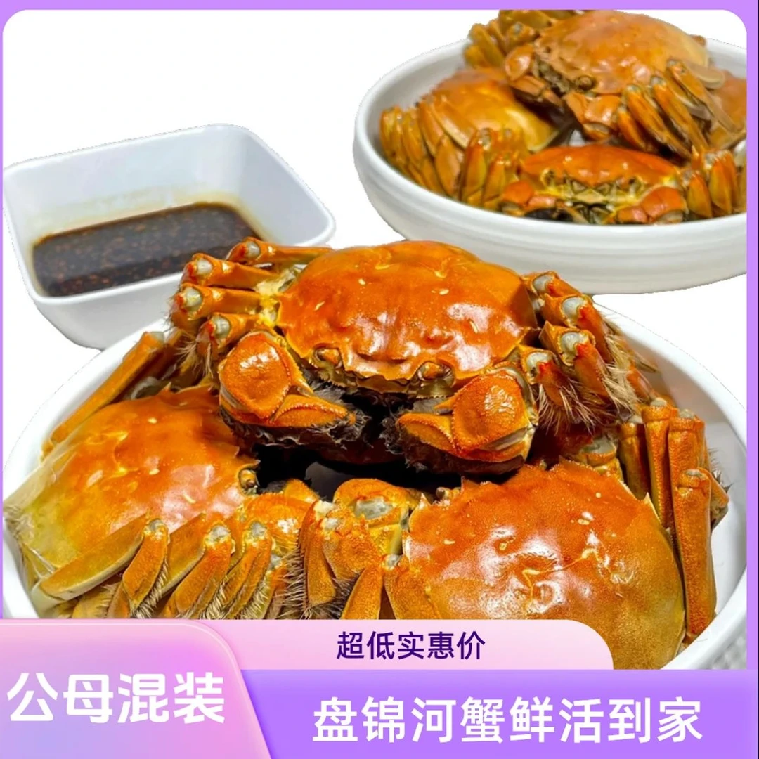 【活蟹】盘锦河蟹公母装 母5只（1.8-2.1两/只）公5只（2.3-2.6两/只)