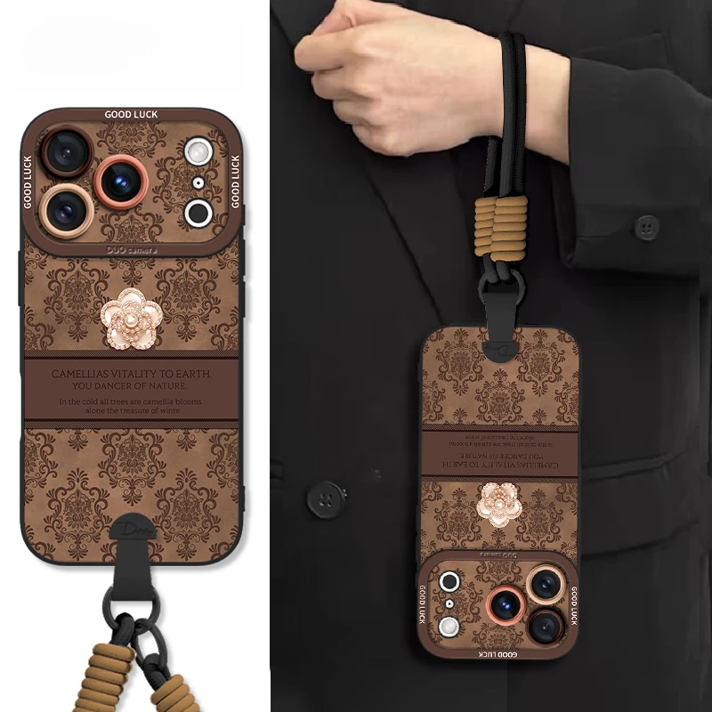 法式复古山茶适用苹果17手机壳iphone16pro高级感iPhone17air外壳