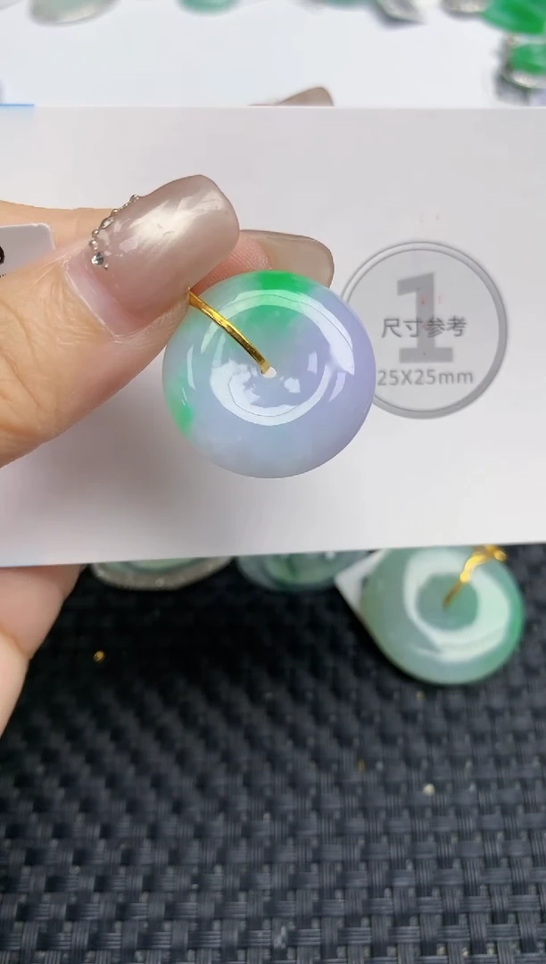 颈饰18K金镶嵌翡翠天然缅甸A货翡翠百元以上9元证书费自理