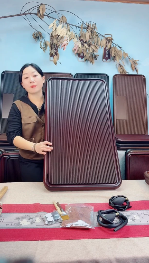 徐****）千川红色款式茶盘90*50*5