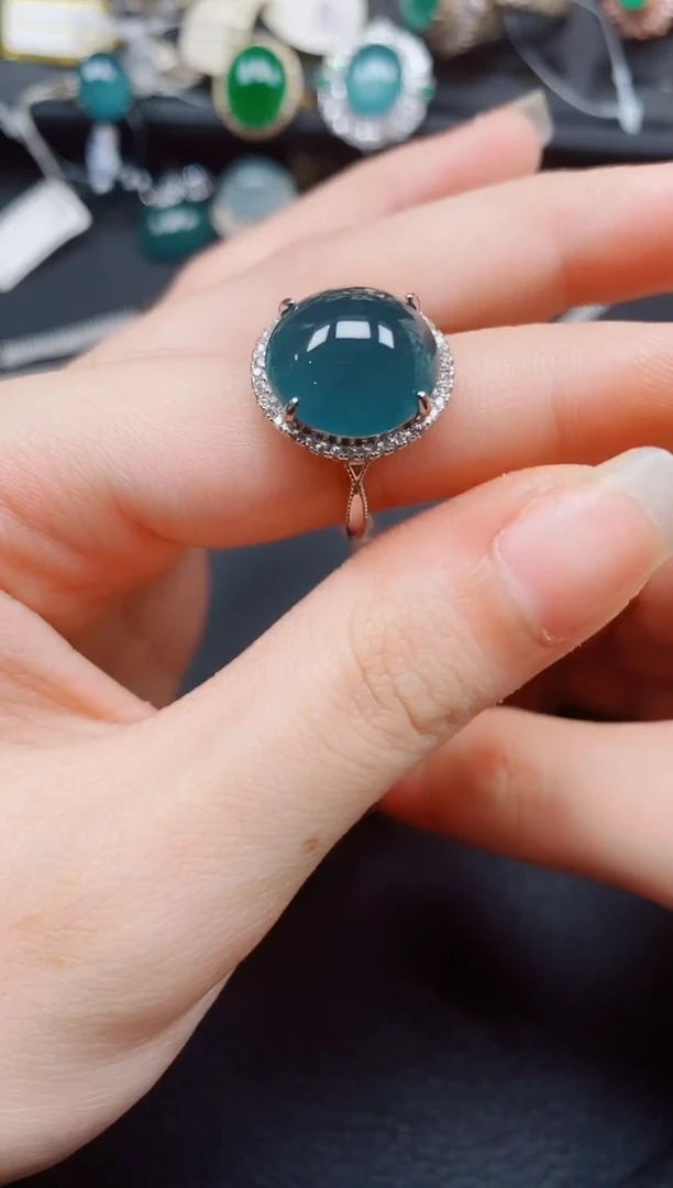 银S925镶嵌戒指翡翠翡翠