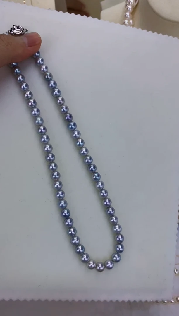 银S925镶嵌DA海水珍珠 GD109 7-8 真多麻串链