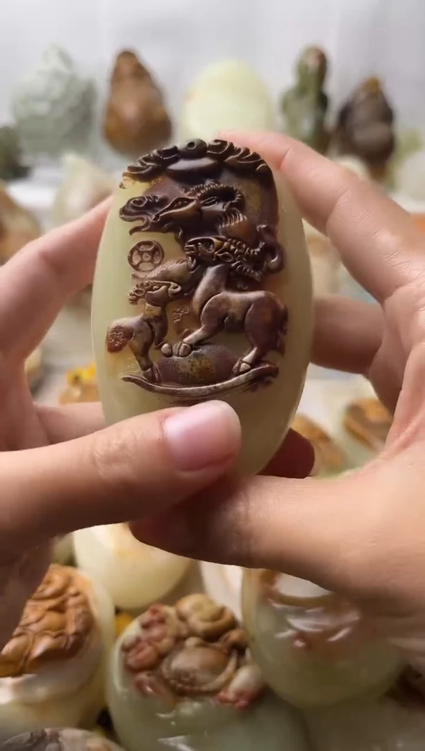 石材古青石棉纹正常不退换三羊开泰