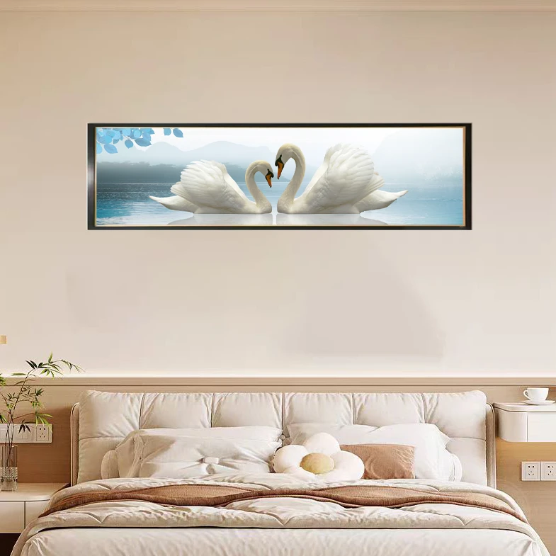 [喜宅家艺]Y115天鹅卧室床头画高级实物主卧画轻奢璧画客厅装饰画