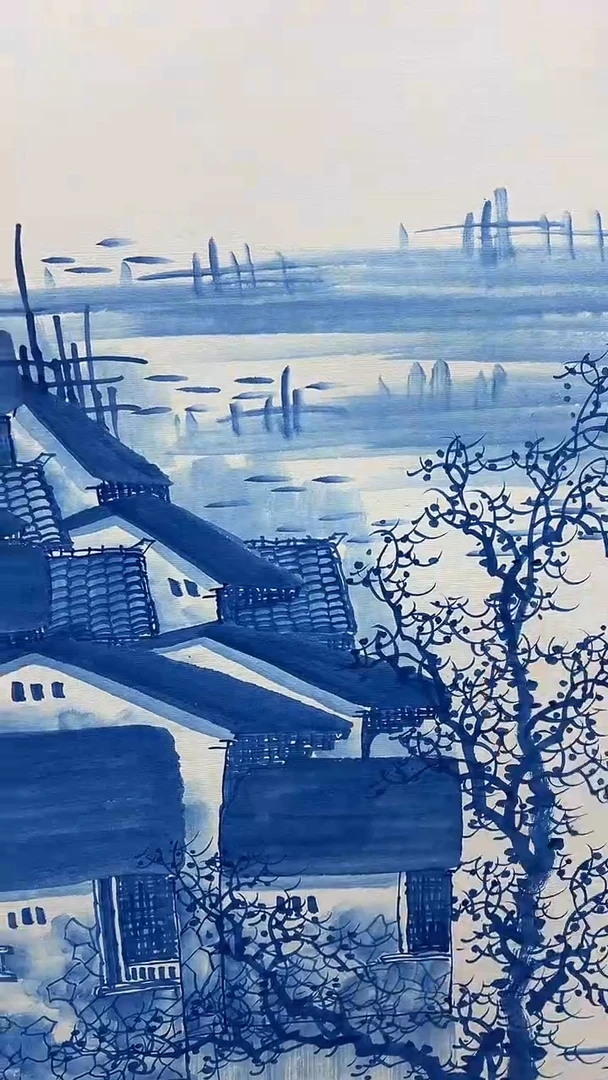 国画刘伟绘画2平尺青瓷山水