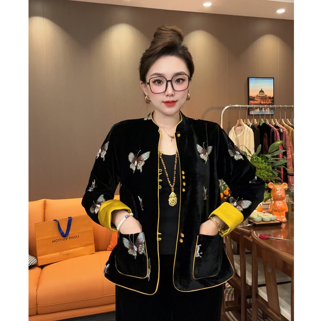 【DT】秋冬季中国风轻奢新中式开襟圆领短外套唐装女中式系522