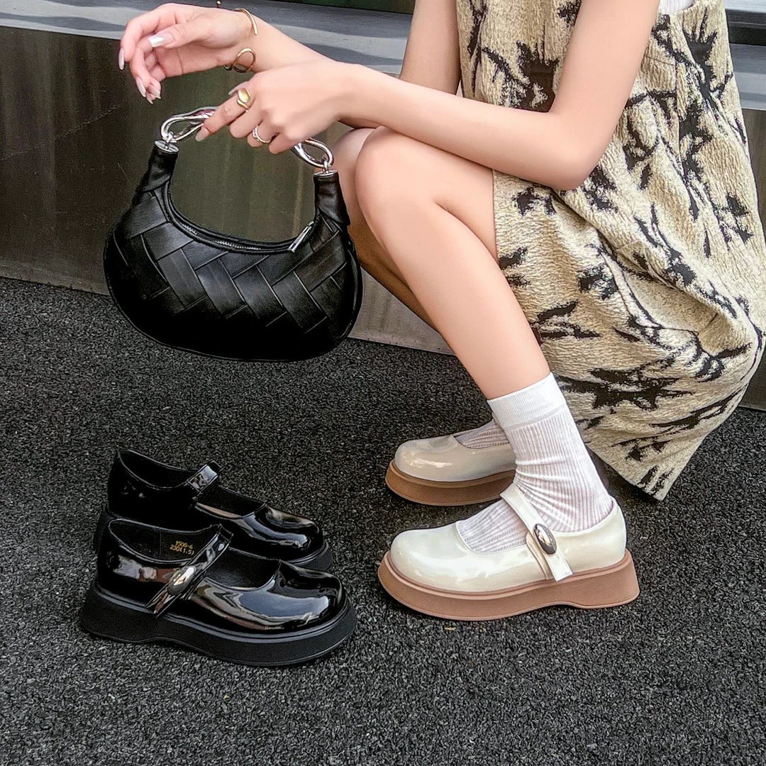 厚底玛丽珍鞋2026早春新款大头增高小皮鞋洋气乐福鞋HYRX 1508-6