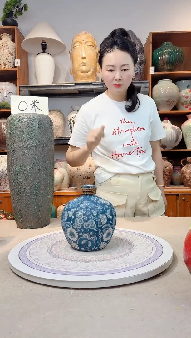瓶陶瓷花瓶  福利  青花麻绳小号  不装水