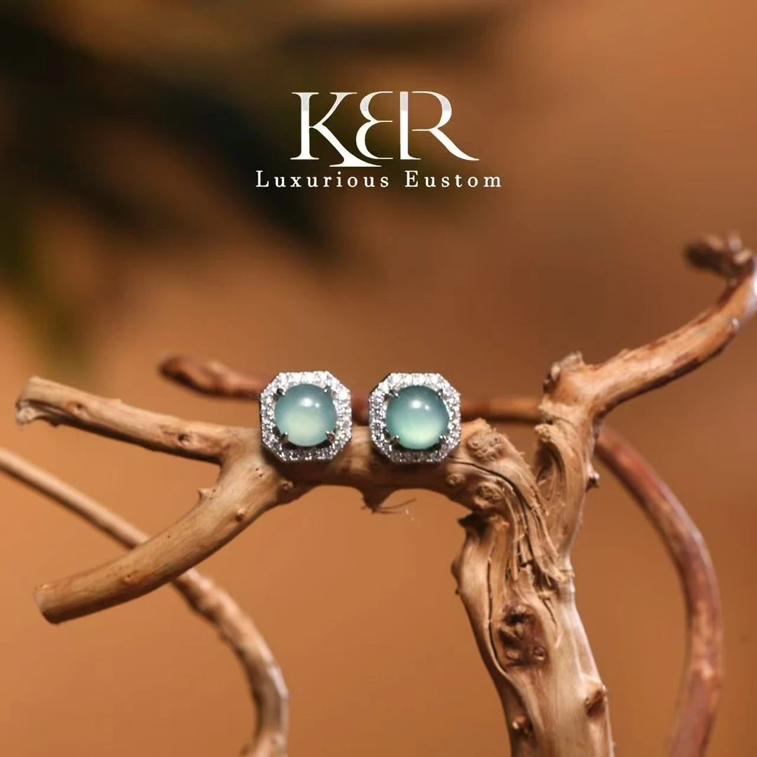 新款天然A货翡翠小钢蛋耳钉耳饰简约百搭时尚 KBR0610002