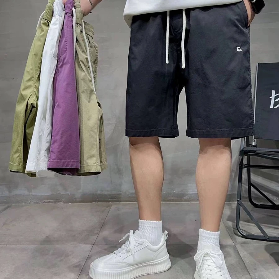 2025高端休闲短裤男夏季时尚简约透气五分纯色潮流宽松短裤男士