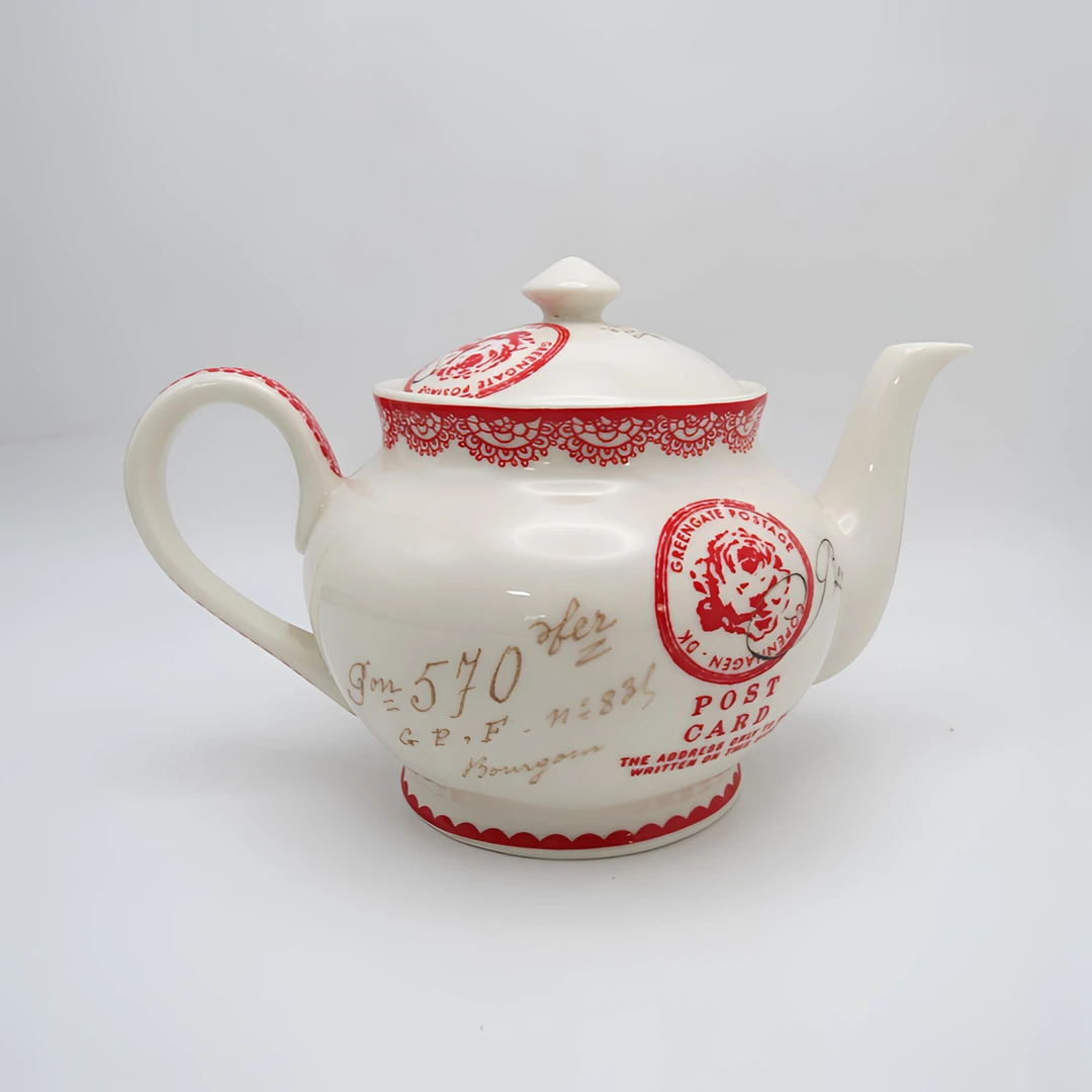 【GG家】红版 post 1200ml 茶壶 高温瓷釉中彩