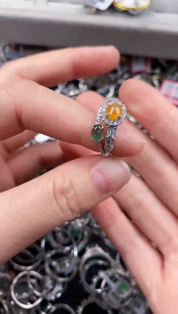 银S925镶嵌戒指翡翠444              4