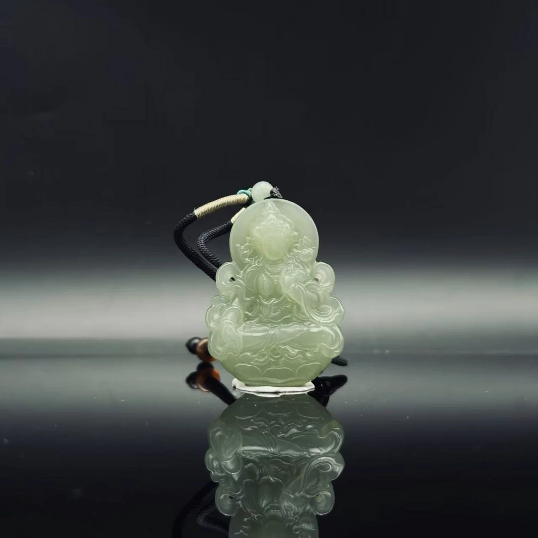 和田玉度母观音吊坠1227