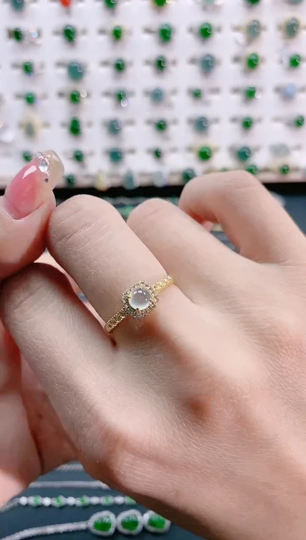 【闪购商品】翡翠戒指银S925镶嵌天然翡翠