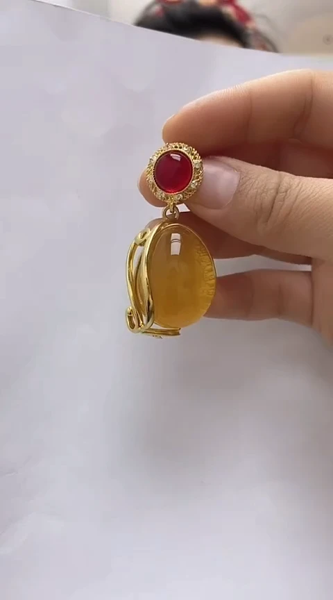 【闪购商品】琥珀裸石银S925镶嵌琥珀吊坠
