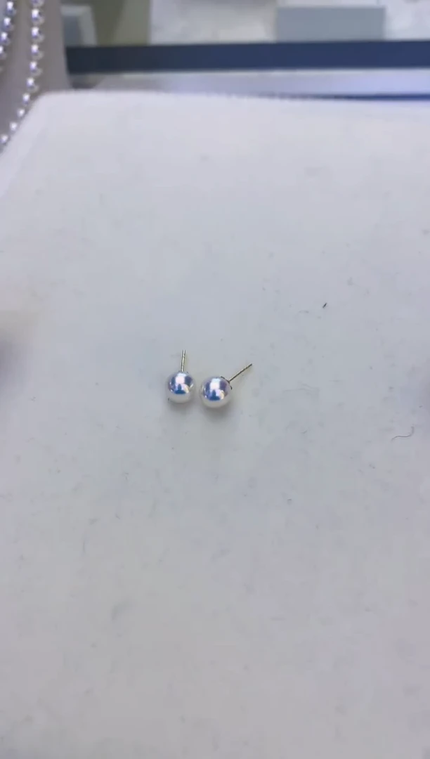 18K金镶嵌饰品海水珍珠7-7.5素钉定制