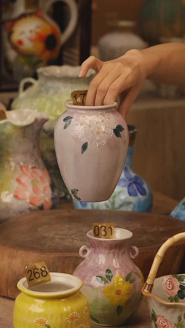 陶瓷172景德镇设计师手作花器摆件侘寂风