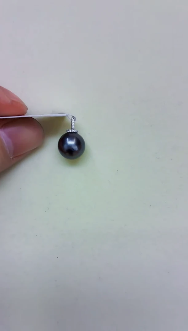银S925镶嵌DA海水珍珠吊坠11-12 y1044