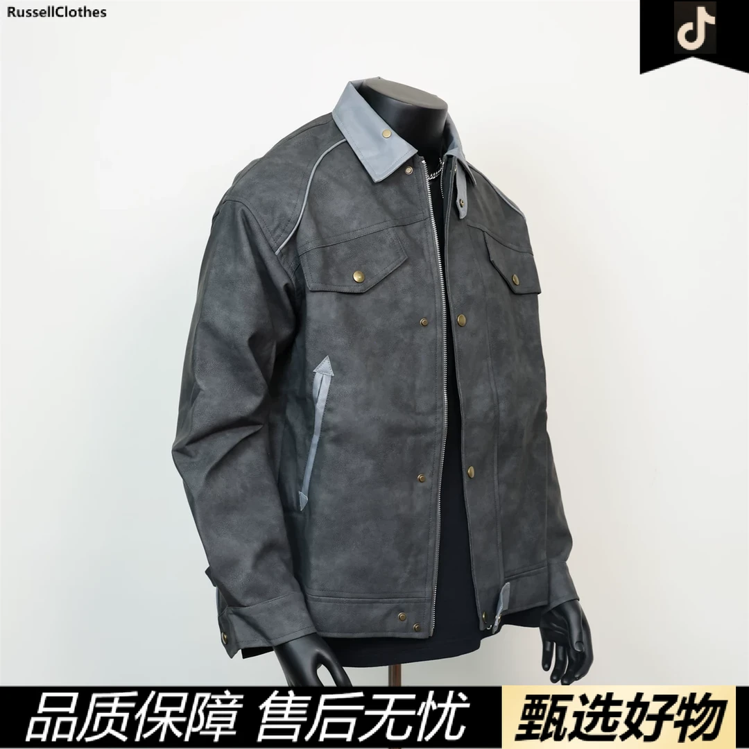 日系复古工装夹克男潮牌宽松日系cityboy翻领褂子教练外套JK126#