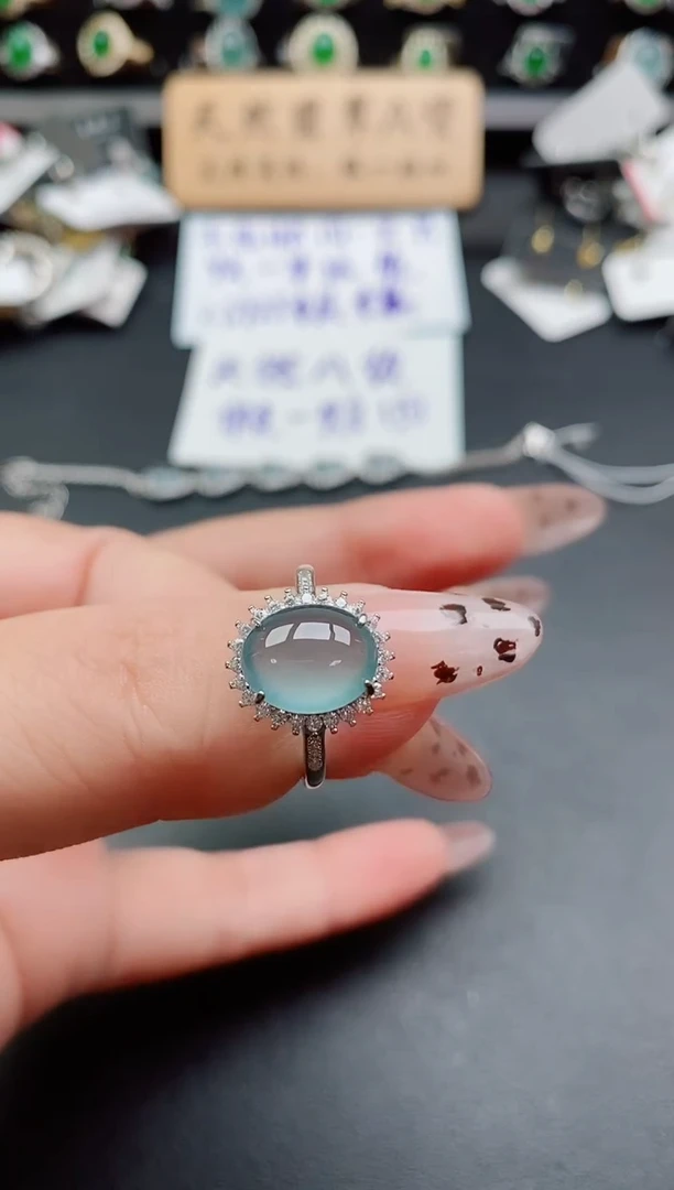 银S925镶嵌戒指翡翠1