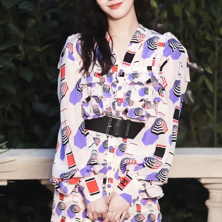 99新 Chanel/香奈儿 19S沙滩系列34码彩色图案衬衫