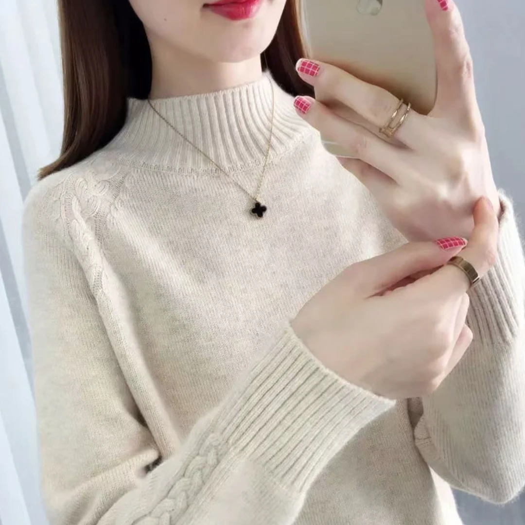 593#秋冬长袖针织衫半高领套头2 64