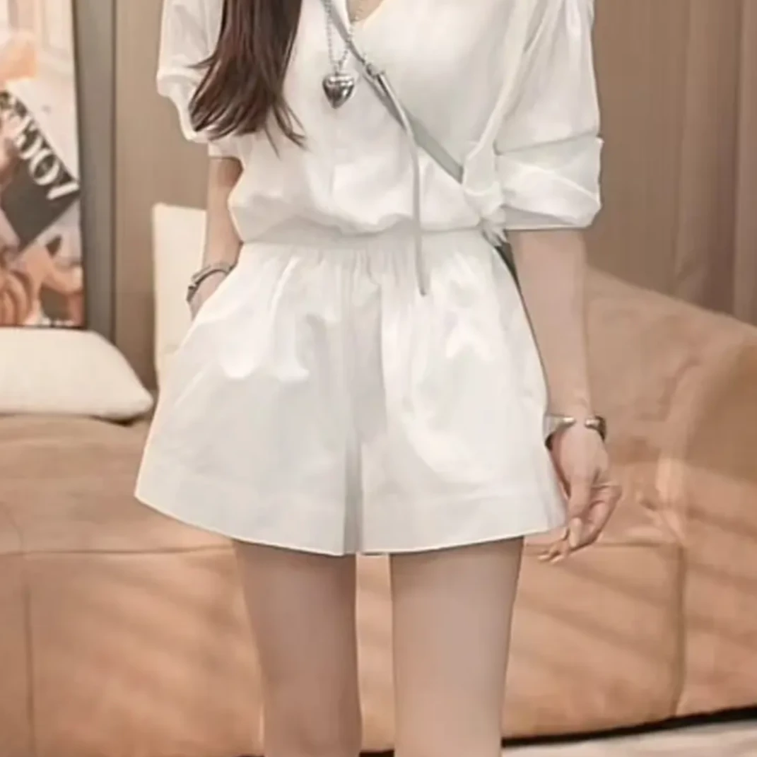 夏季新款百搭高腰阔腿裤ins薄款韩版透气短裤