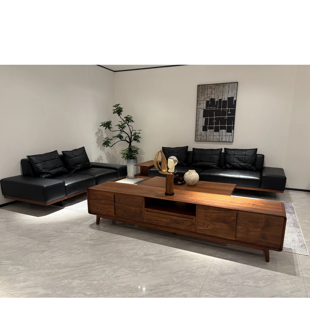 高博铭品北美黑胡桃沙发实木沙发简约沙发组合客厅家具