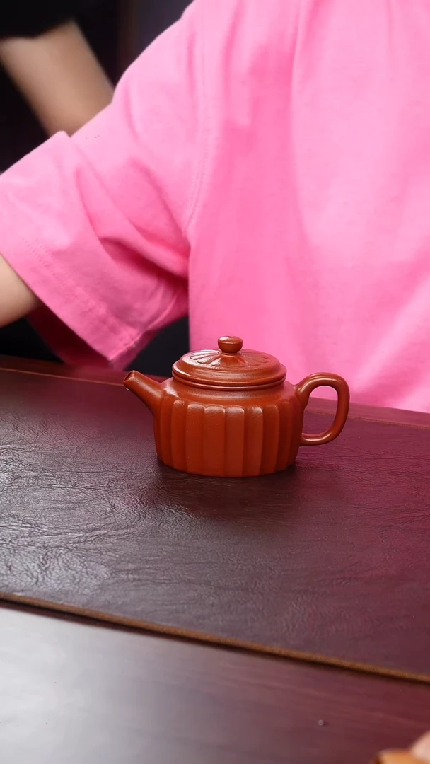 茶壶紫砂侯峰大红袍筋纹德钟130cc