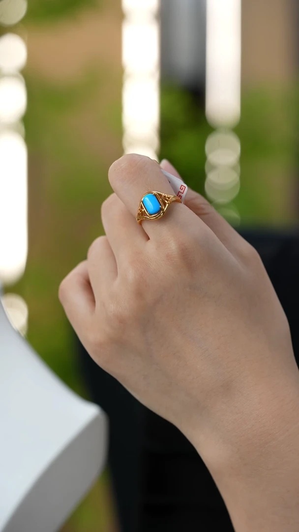 银S925镀金镶嵌绿松石戒指秒拍号10