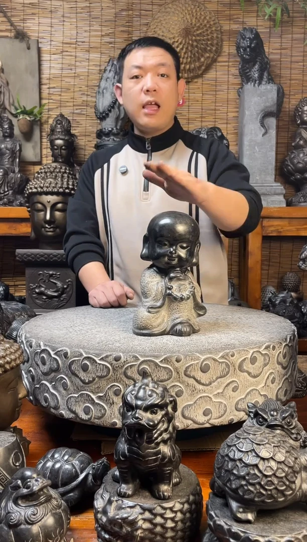 石材23沙弥天然青石雕刻