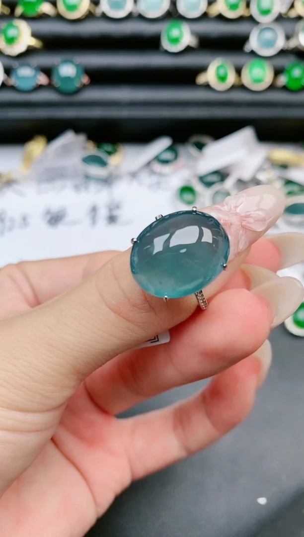 翡翠戒指银S925镶嵌11111