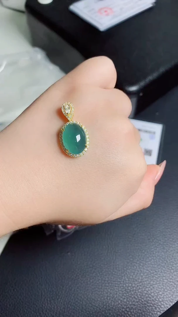 银S925镶嵌戒指翡翠天然翡翠A货s925银镶