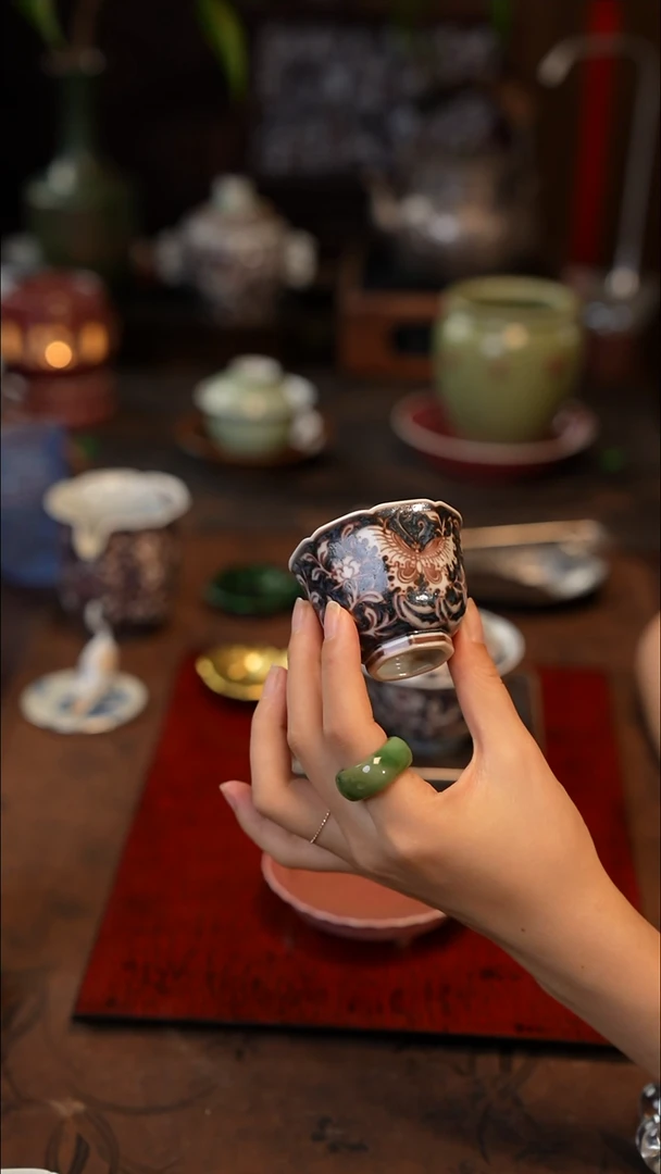 正萌堂蝴蝶杯 景德镇陶瓷