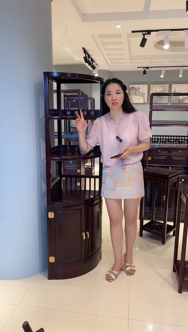 黑酸枝木类成套家具黑酸枝转角柜一对