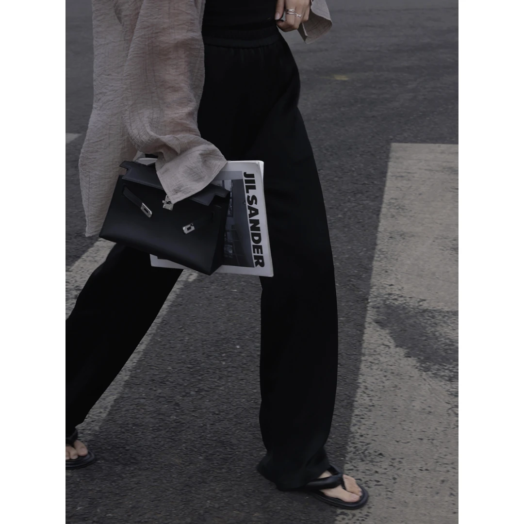 张贝贝ibell设计感百搭日系慵懒休闲长裤女夏高腰显瘦宽松凉凉裤