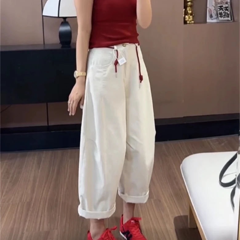 设计感高腰直筒牛仔弯刀裤女2025夏季新款百搭舒适洋气宽松休闲裤