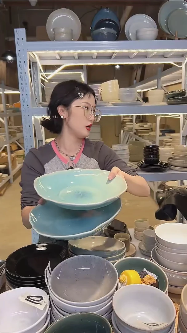 瓷77大盘外贸尾货高温釉下彩陶瓷餐具默认微瑕
