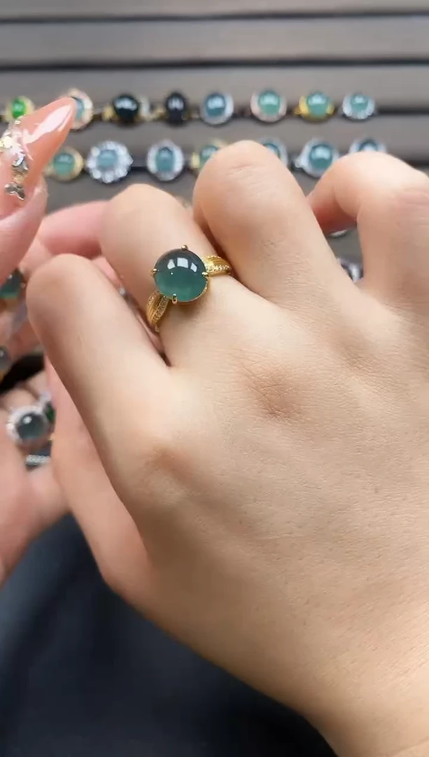 翡翠戒指银S925镶嵌1411