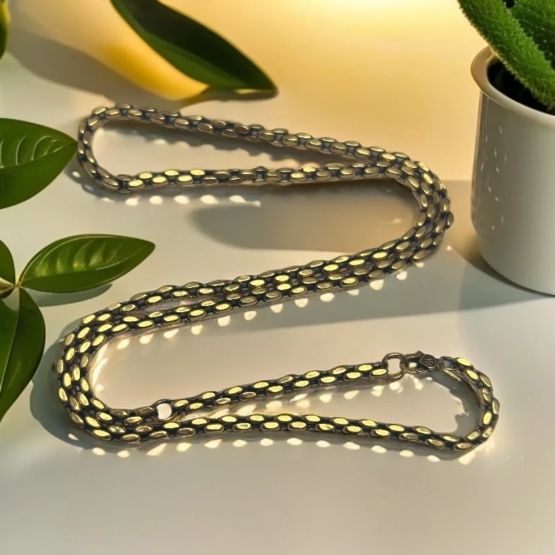 7-XL【聚鑫黄金】足金时尚百搭黑金简约做旧项链（多样性发一）