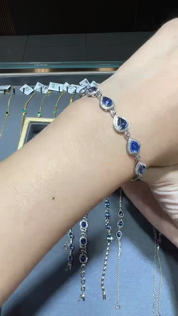 手链蓝宝石18K金镶嵌