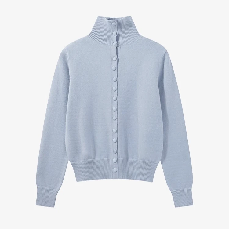 【现现】蓝色简约高领软糯保暖毛衣春季宽松遮肉显瘦上衣 Y41045961