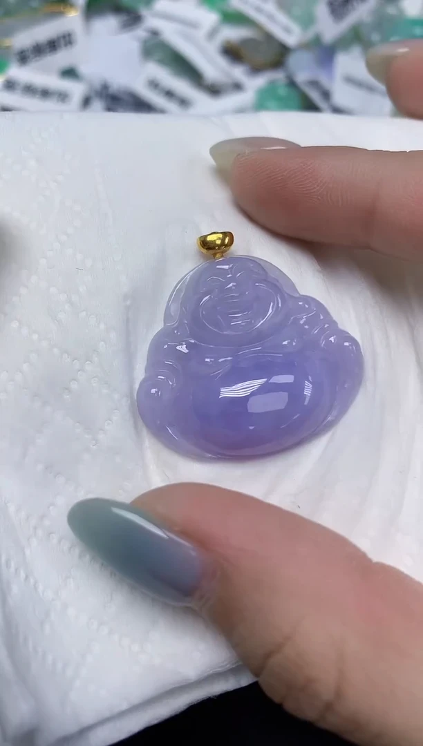 翡翠18K金镶嵌颈饰天然缅甸翡翠A货