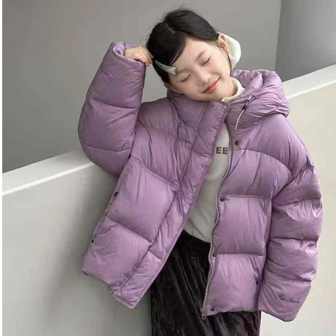 【haobaby】钉扣纯色连帽羽绒服7100