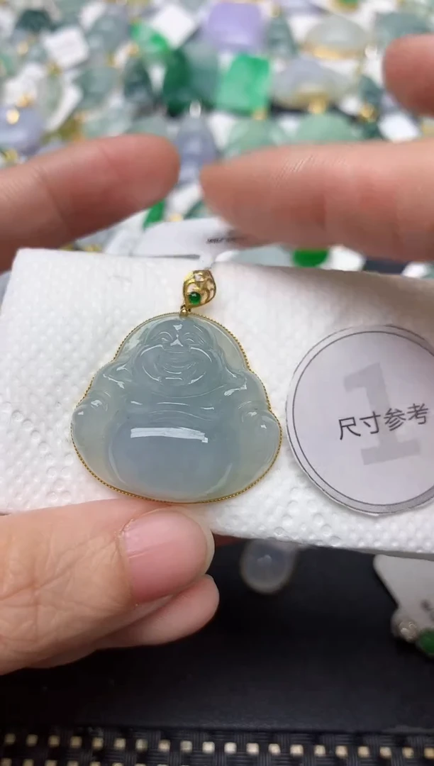 颈饰18K金镶嵌翡翠天然缅甸A货翡翠